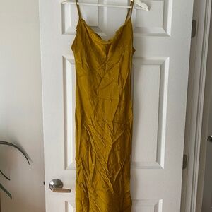 Zara Cowel Neck Satin Gold Dress